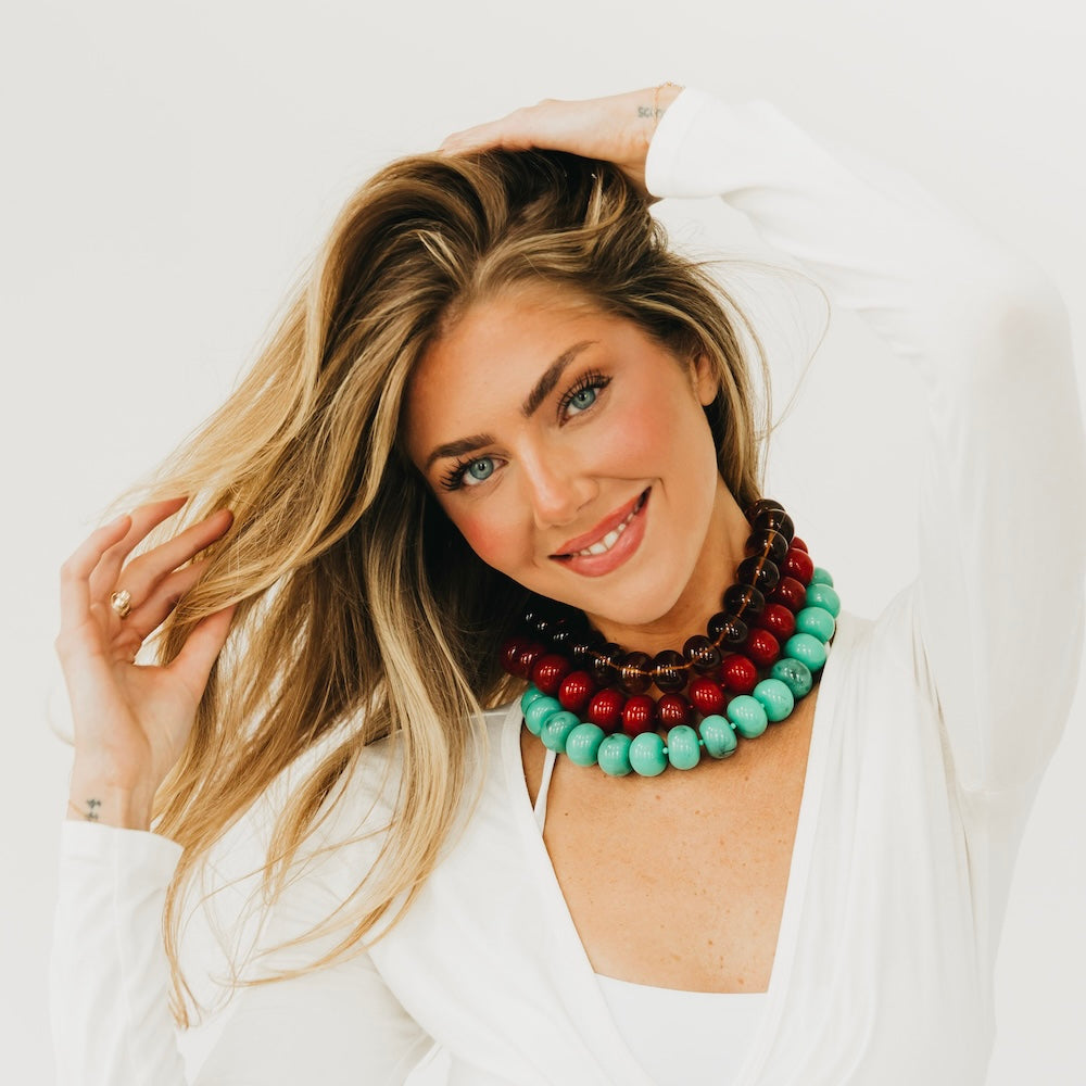 Bella Beaded Necklace - WATERPROOF - Teal - Bexa Boutique