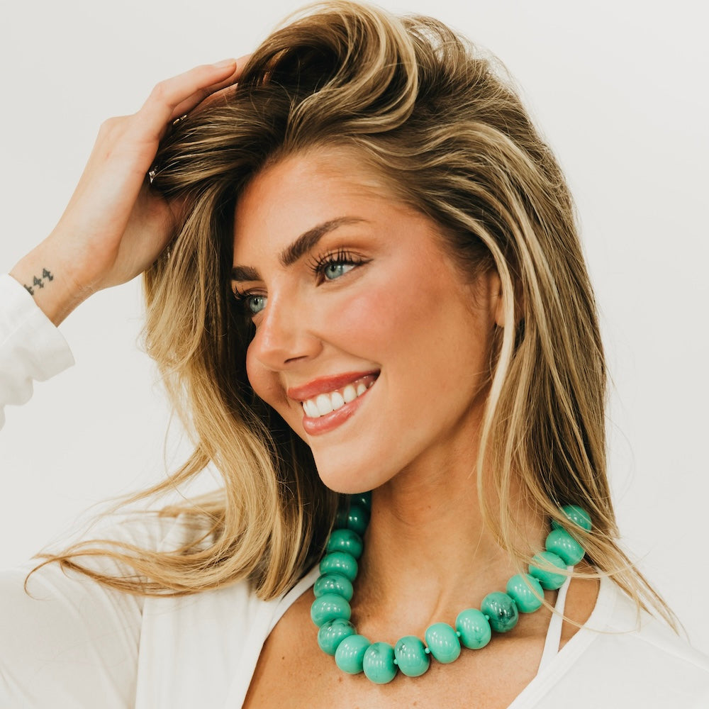 Bella Beaded Necklace - WATERPROOF - Teal - Bexa Boutique