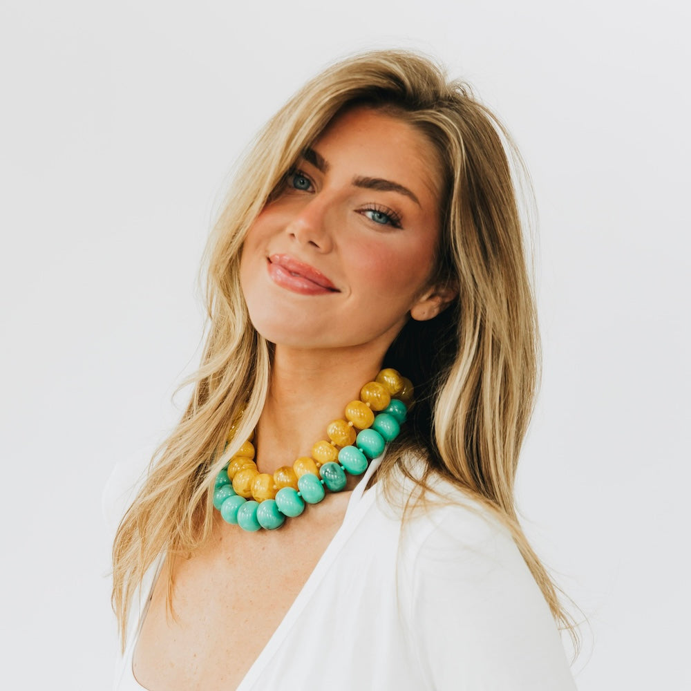 Bella Beaded Necklace - WATERPROOF - Teal - Bexa Boutique