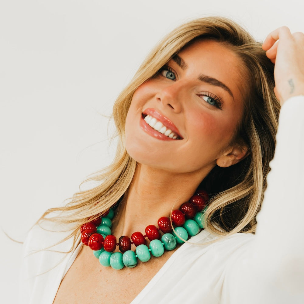 Bella Beaded Necklace - WATERPROOF - Teal - Bexa Boutique