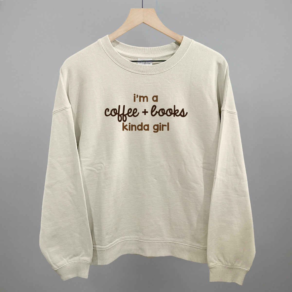I'm A Coffee + Books Kinda Girl - Oversized Boxy Crew, Bone - Bexa Boutique