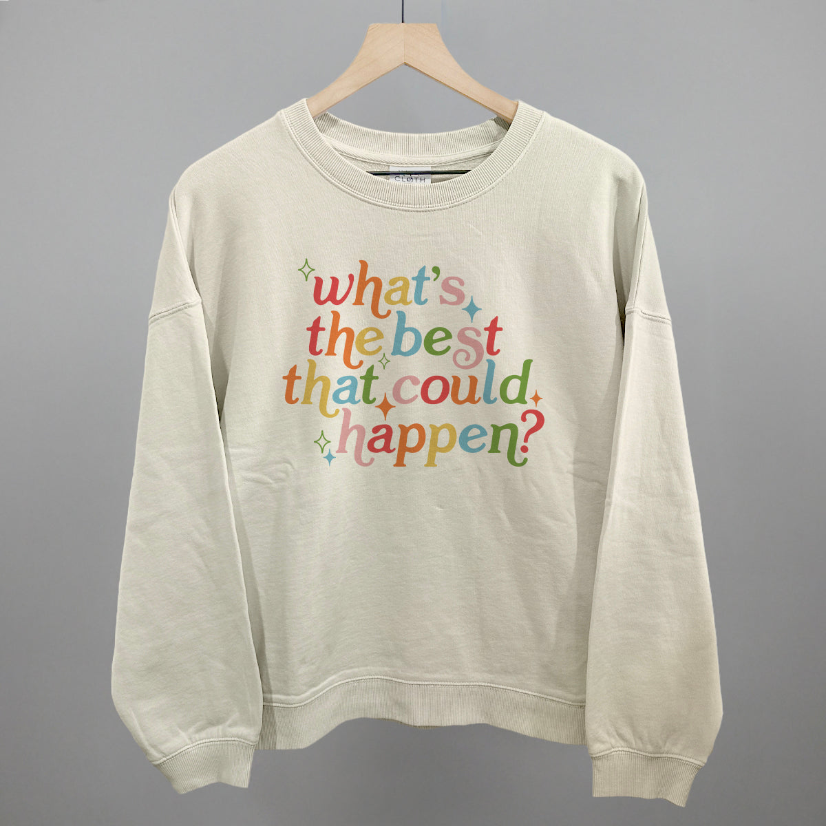 What's The Best That Could Happen - Oversized Corded Crew, White - Bexa Boutique