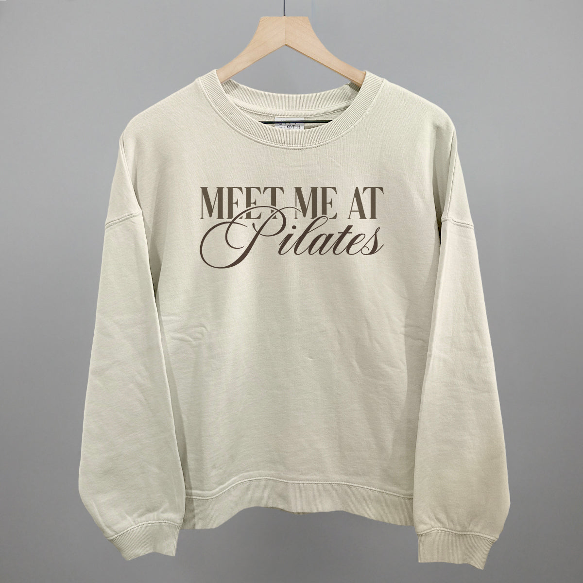 Meet Me At Pilates - Oversized Boxy Crew, Bone - Bexa Boutique