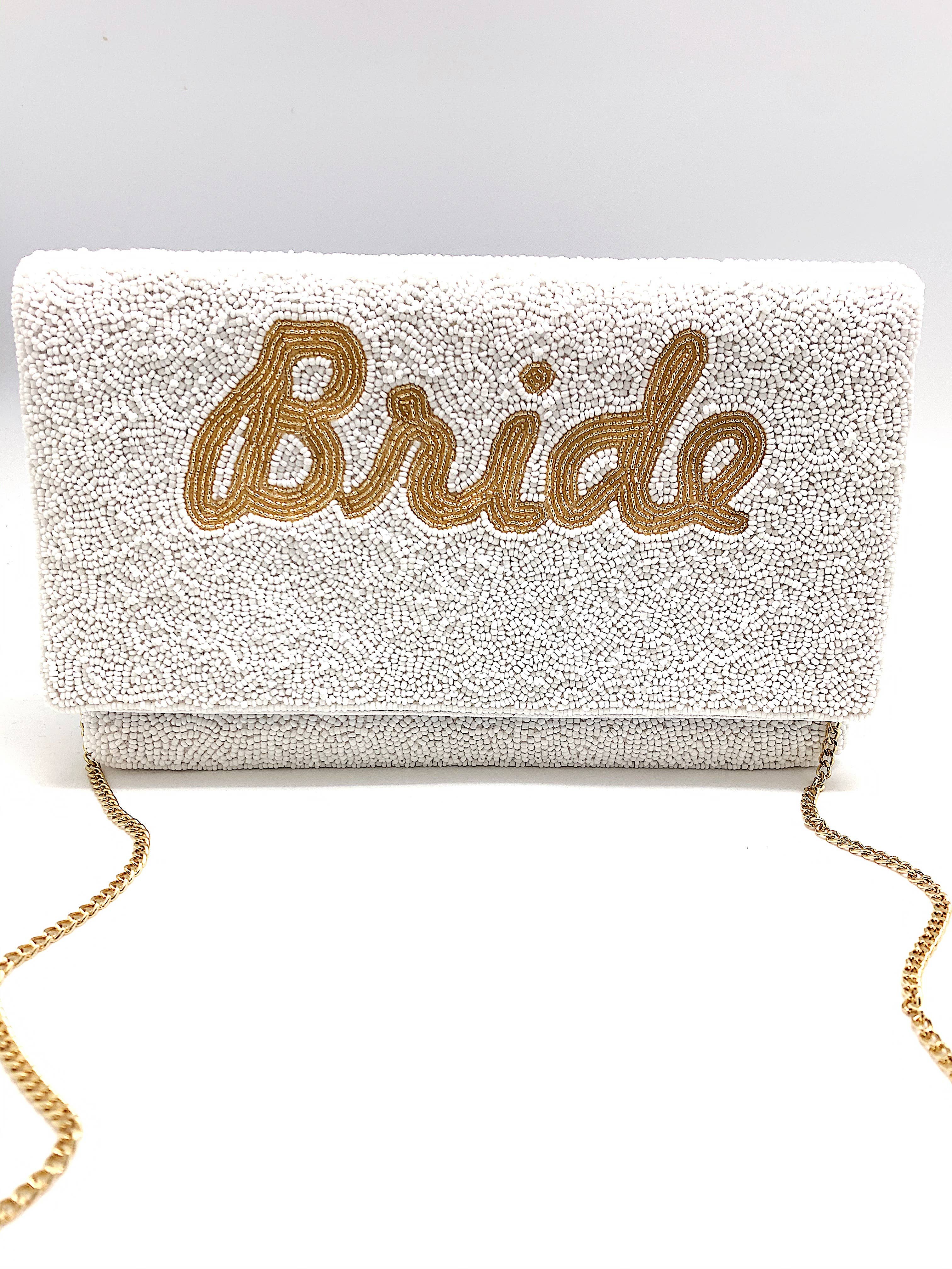 White Bride Beaded Clutch Bag