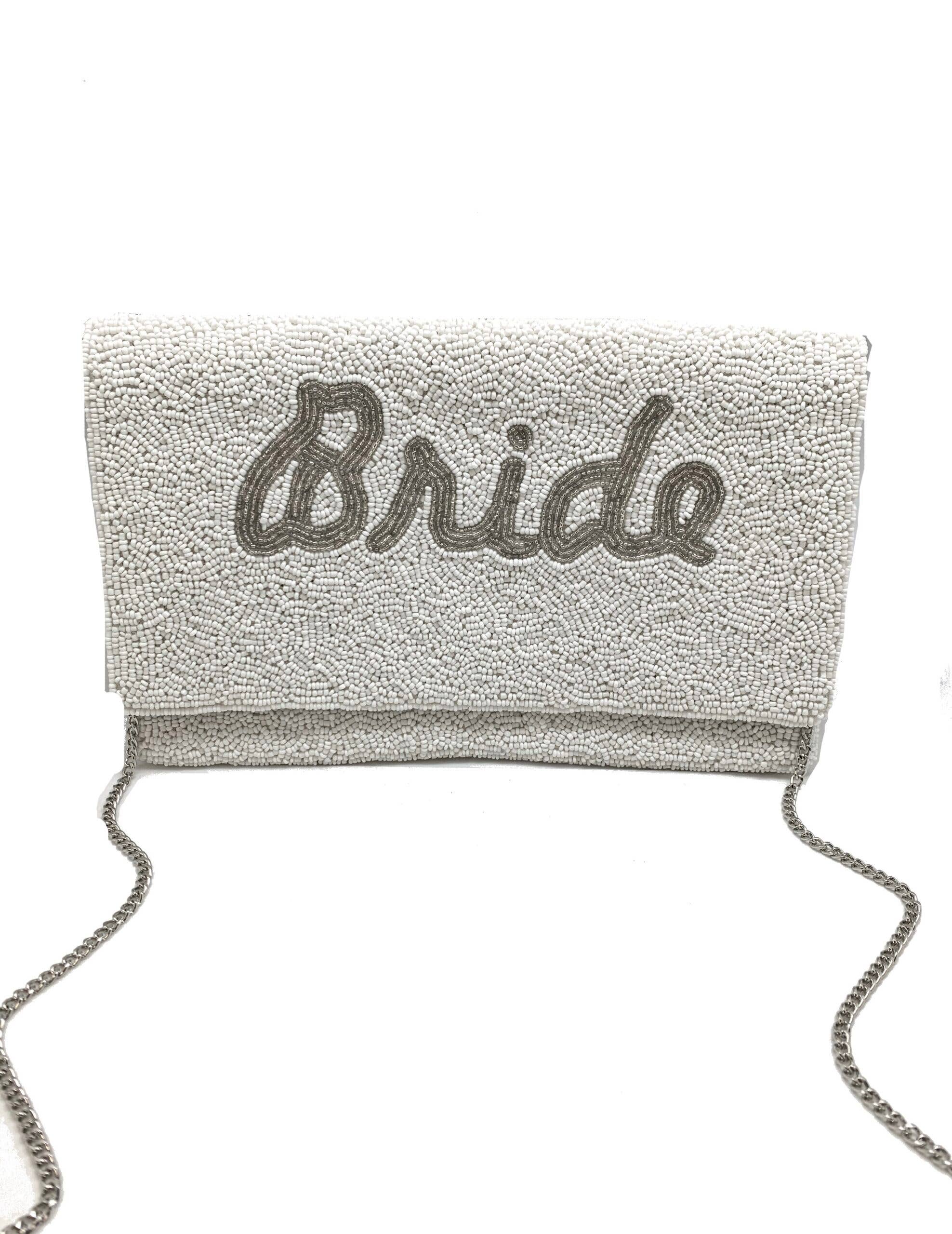 White Bride Beaded Clutch Bag