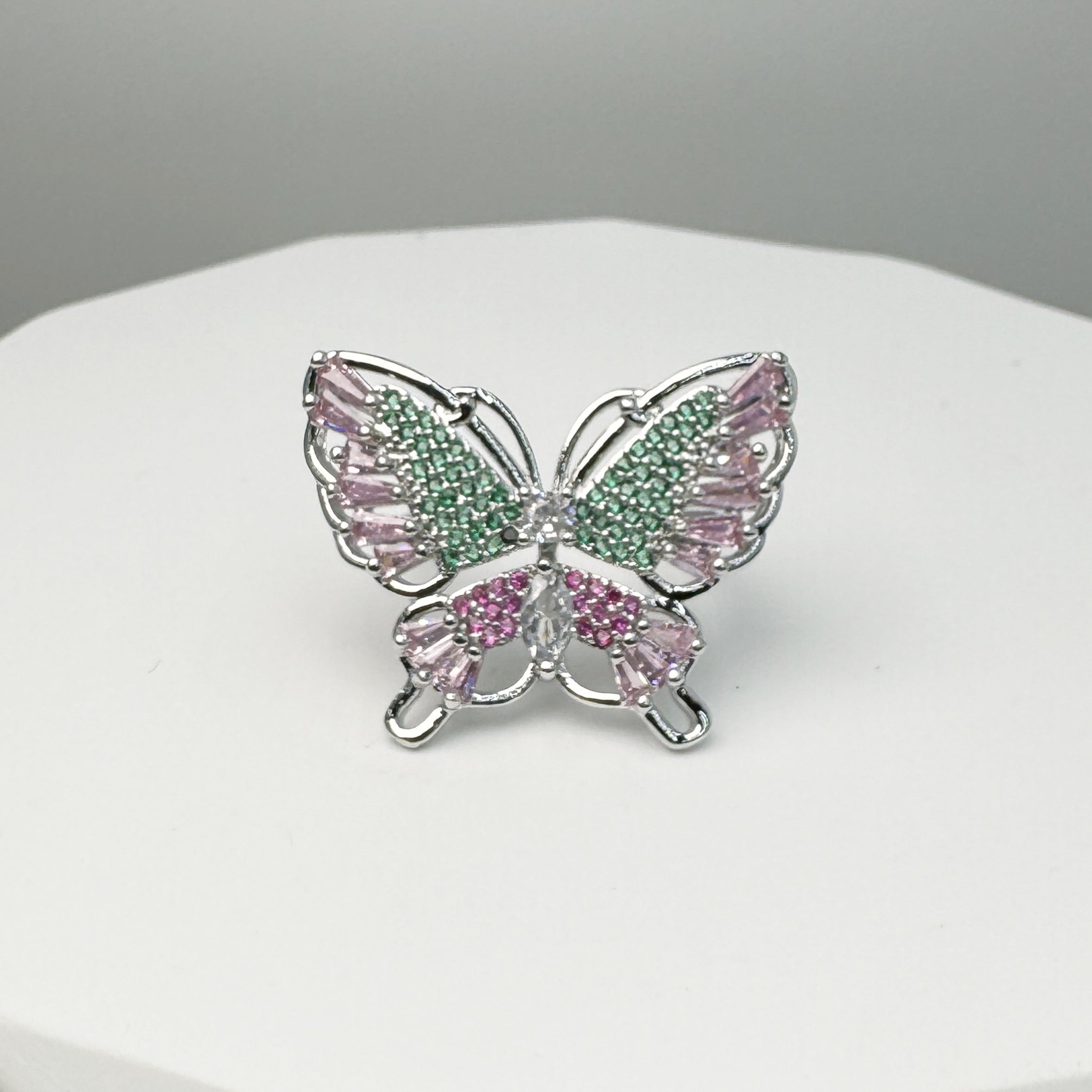 Pastel Colorful Butterfly Cubic Zirconia Rings - gold - Bexa Boutique