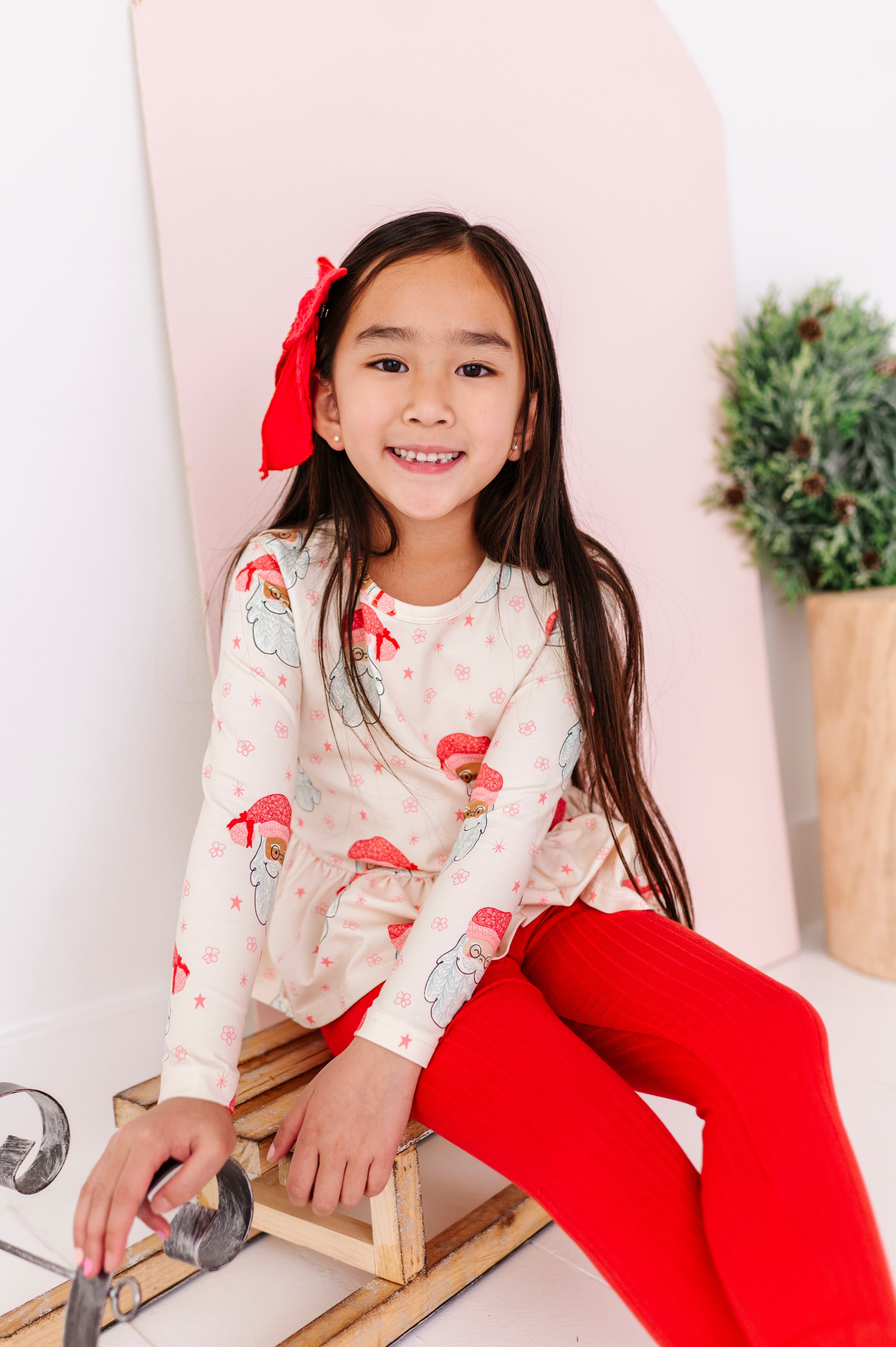 Pink Santas Top | PEPLUM