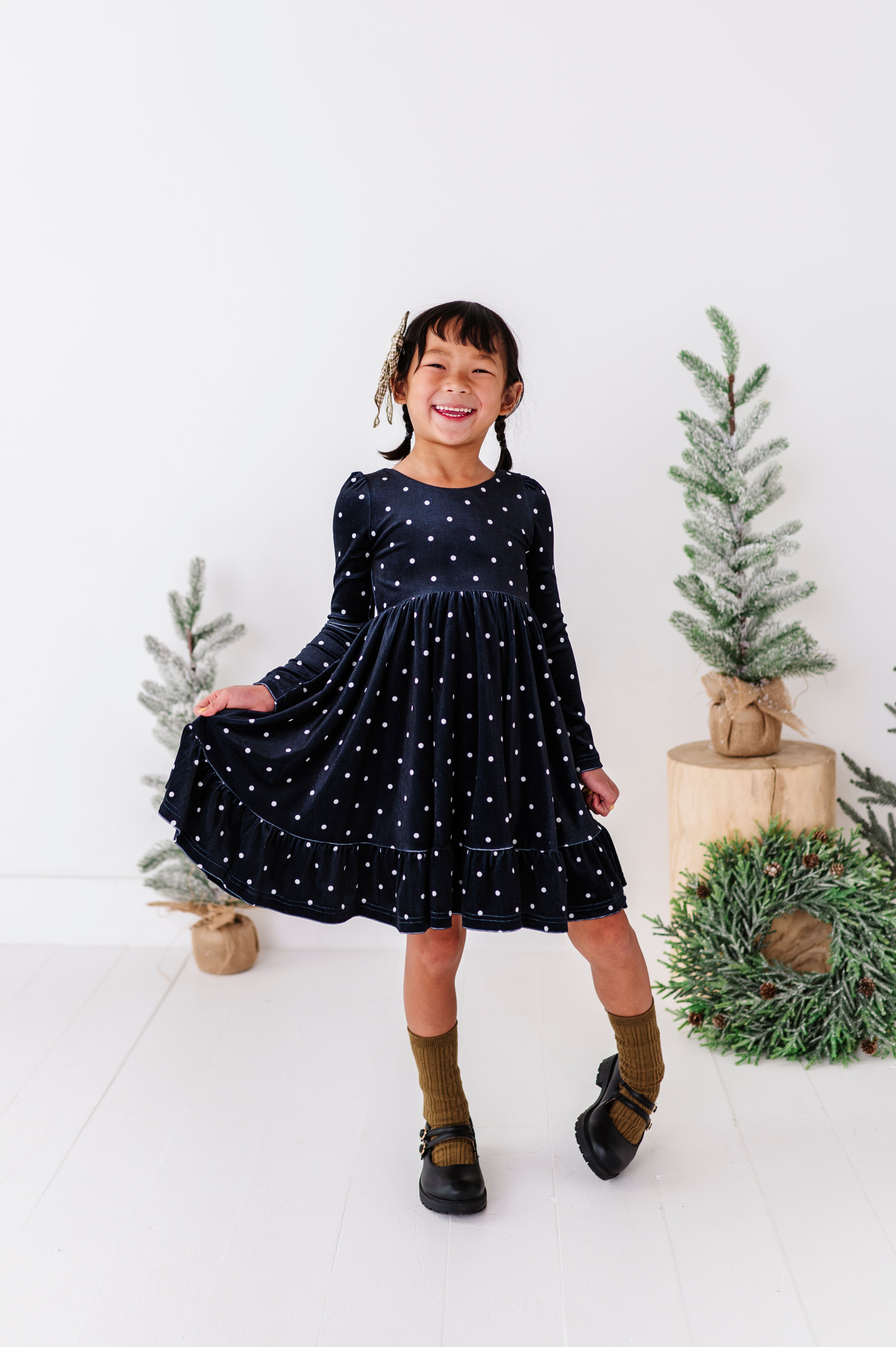 Black Dottie | Velvet Bow Back Dress