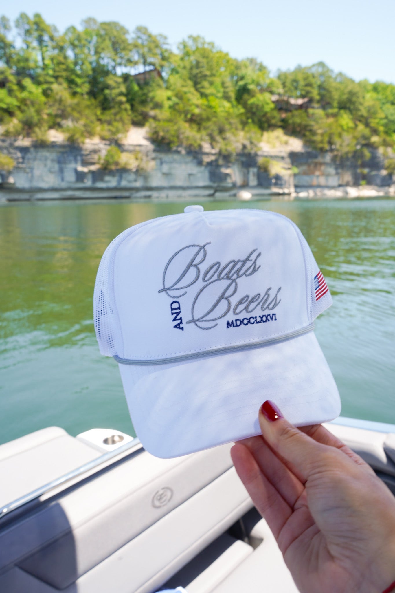 Boats & Beers - White Vintage Trucker Hat - Bexa Boutique