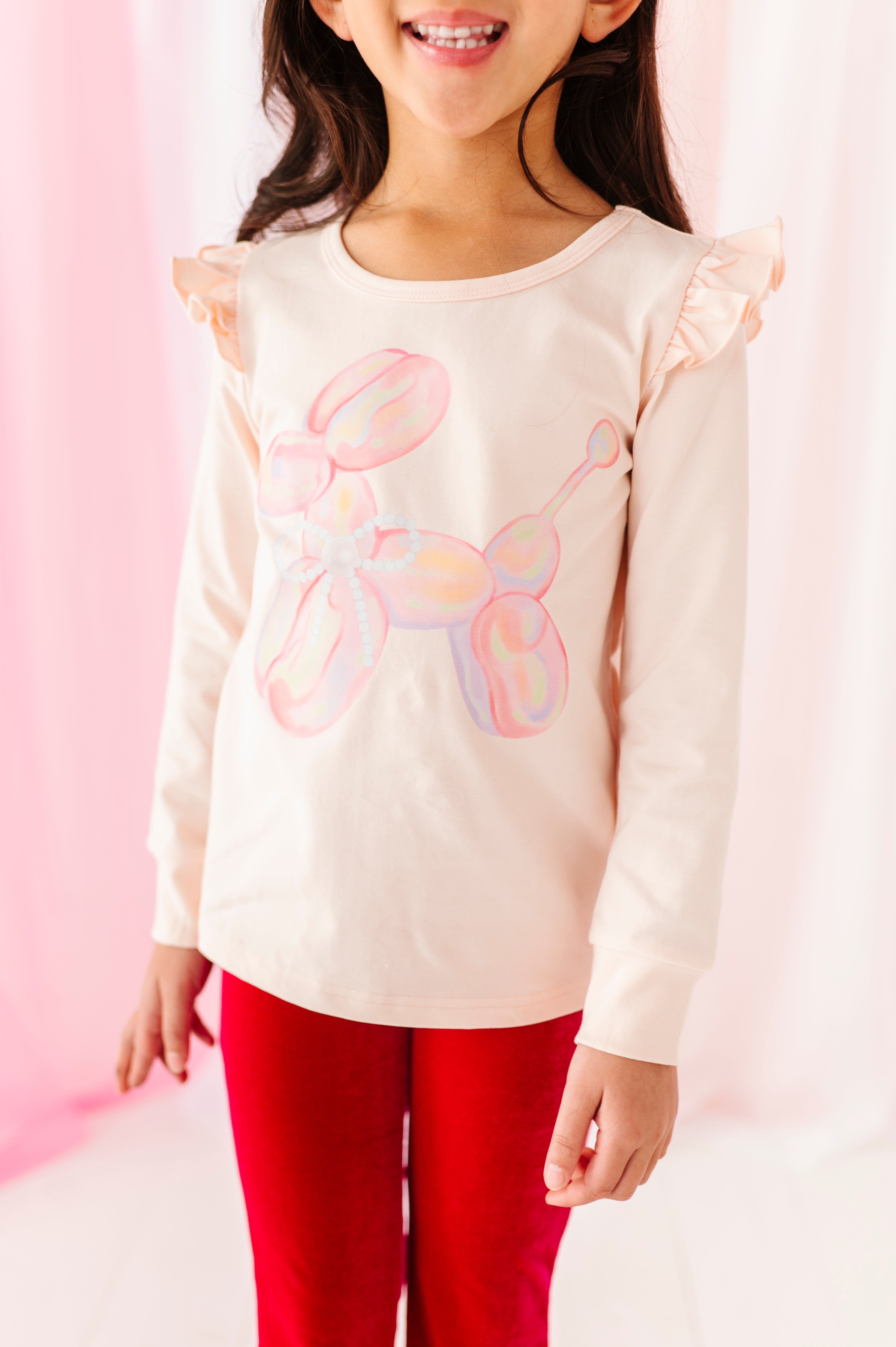 Balloon Dog | Pink Ruffle Long Sleeve