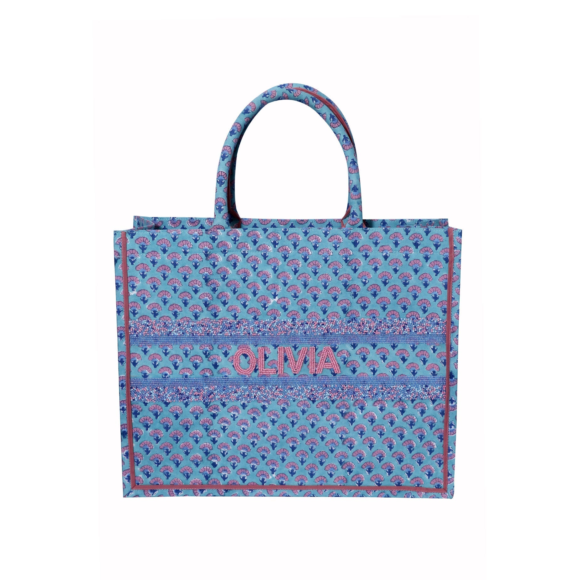 Hand Block Printed Tote - Blue