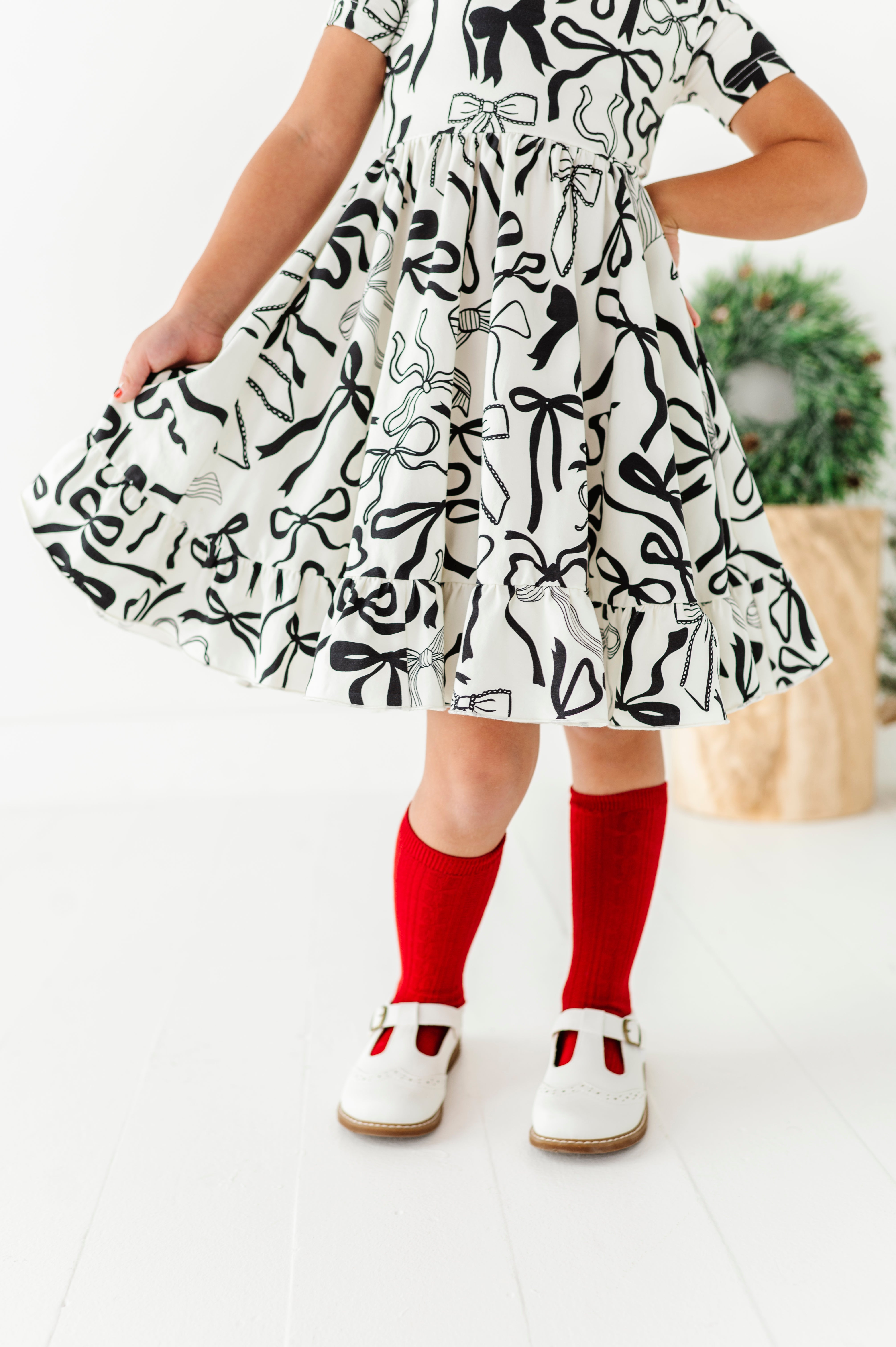 Cream Preppy Bow Dress | Collard Twirl Dress