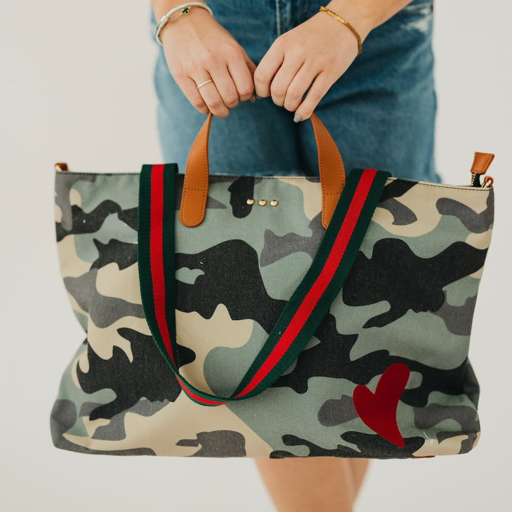 Chelsie Canvas Printed Tote - Black/White Geometric - Bexa Boutique