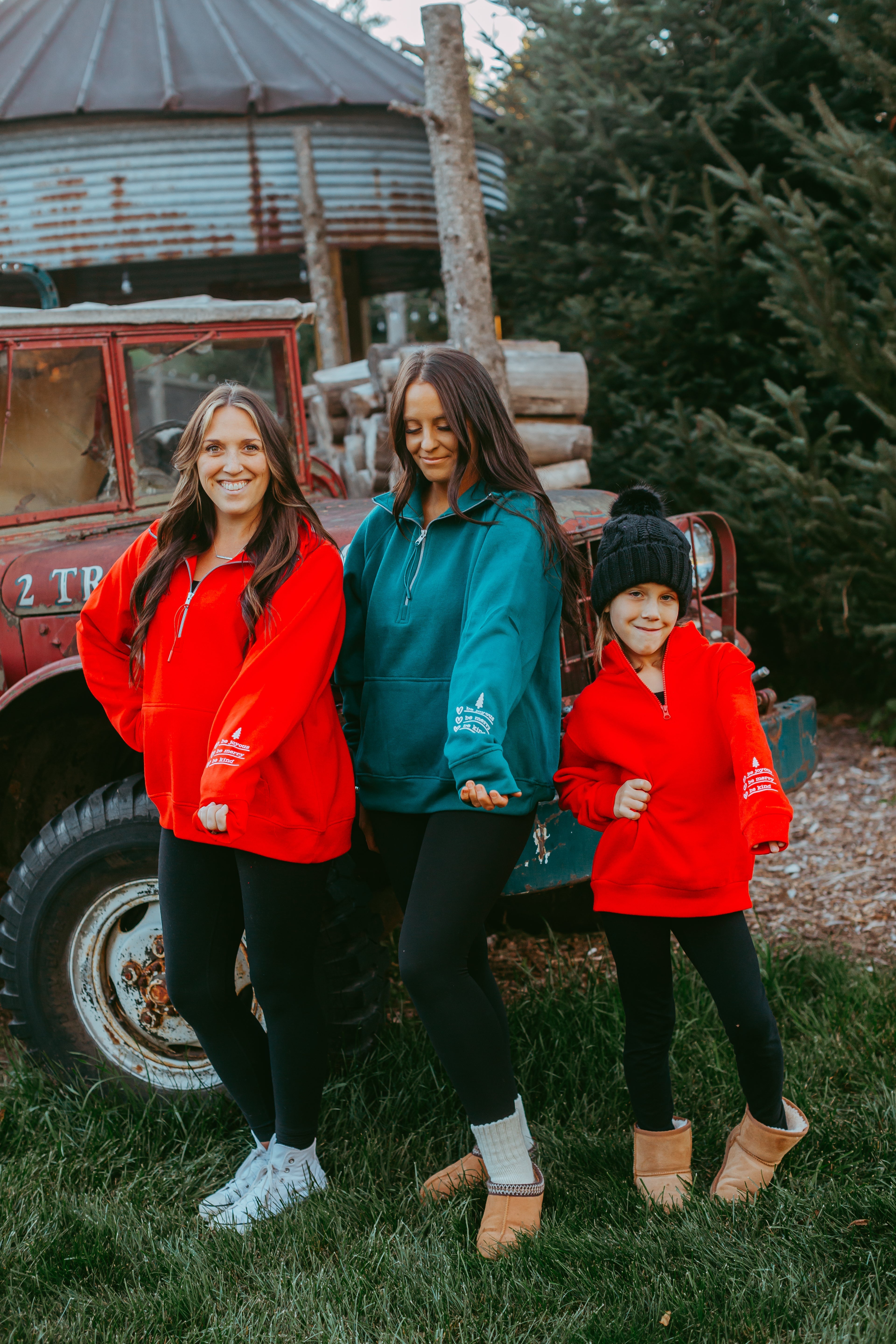 Be Joyous, Be Merry, Be Kind 3/4 Zip-Up Sweatshirt