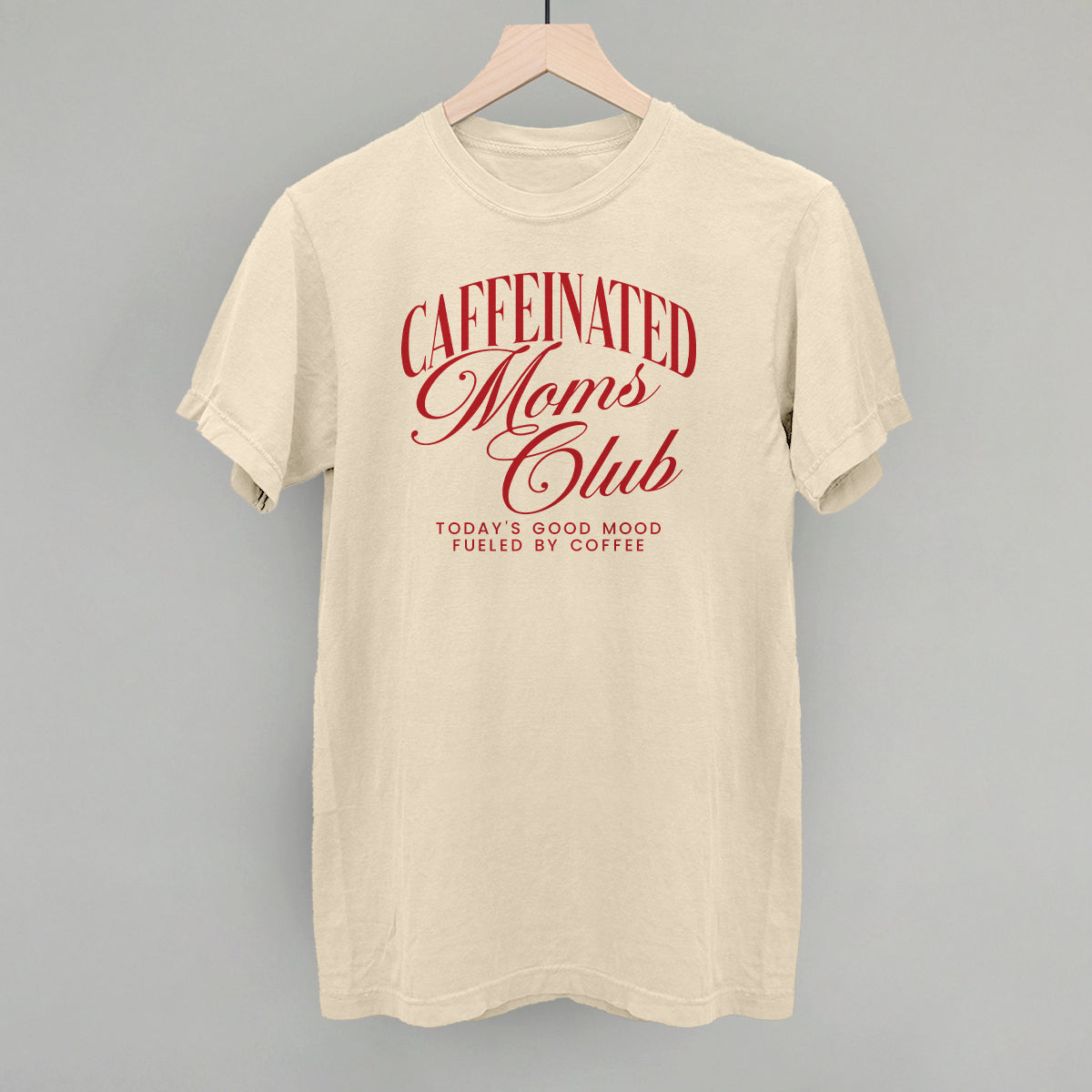 Caffeinated Moms Club (Red) - Oversized French Terry Mockneck, Ash - Bexa Boutique
