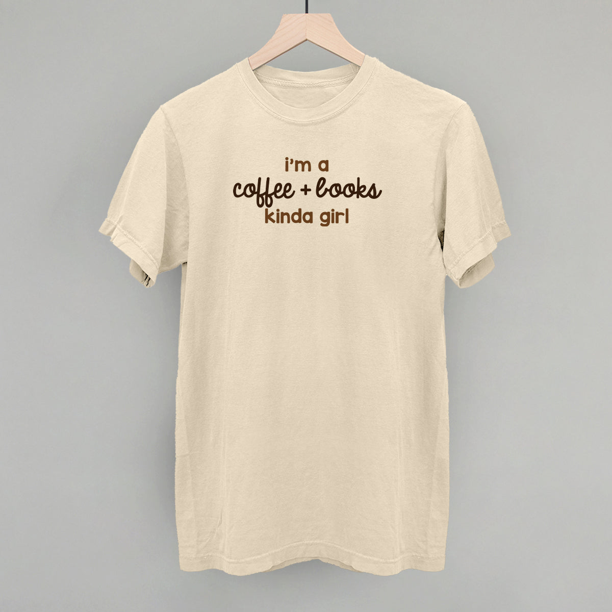 I'm A Coffee + Books Kinda Girl - Oversized Boxy Crew, Bone - Bexa Boutique