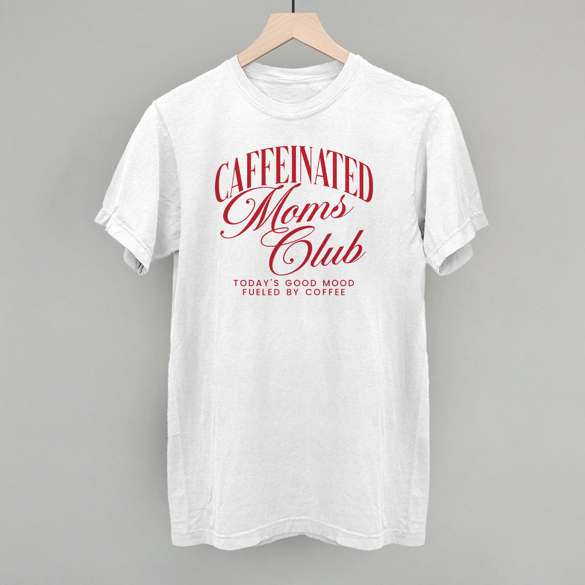 Caffeinated Moms Club (Red) - Oversized French Terry Mockneck, Ash - Bexa Boutique