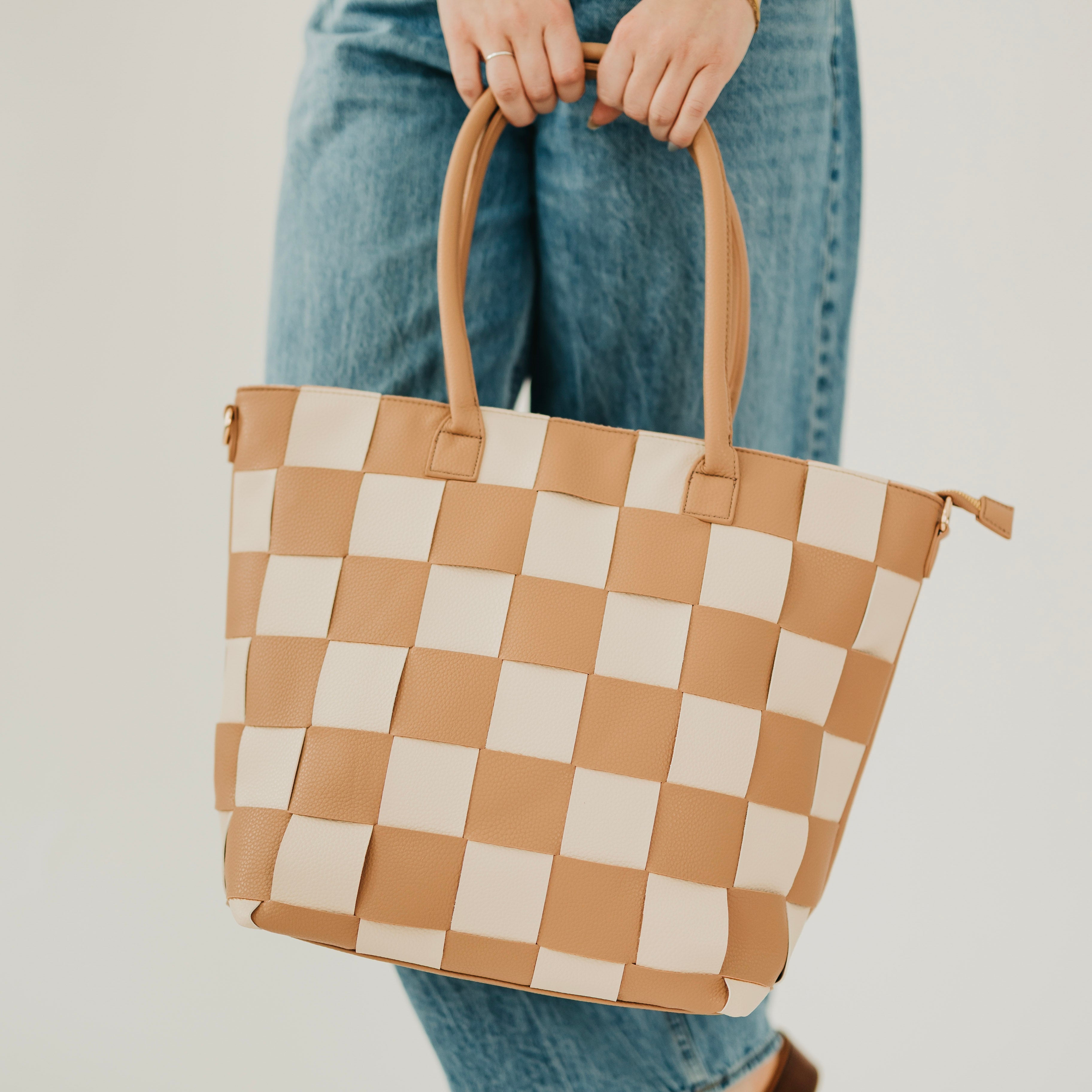 Courtney Checkered Tote - Checkered Black - Bexa Boutique