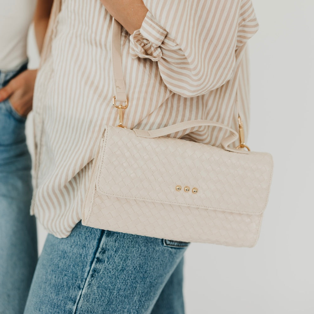 Urban Foldover Woven Clutch Crossbody