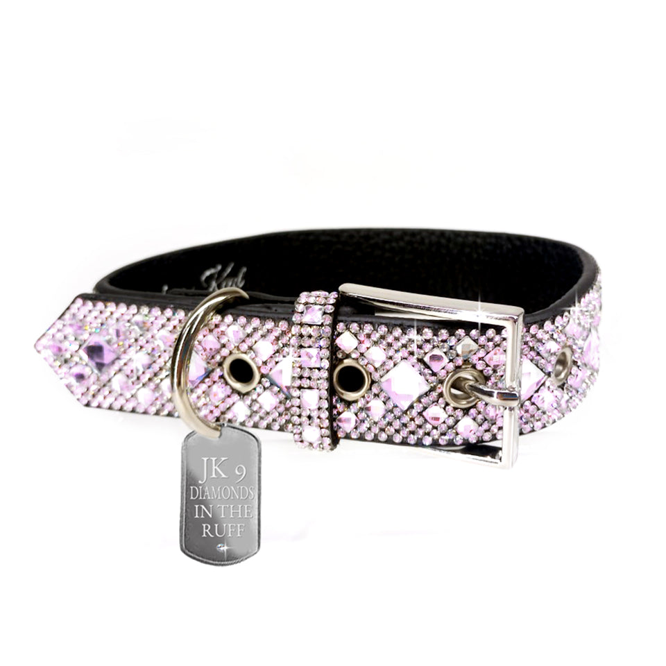 Diamonds in the Ruff Pink Crystal Dog Collar