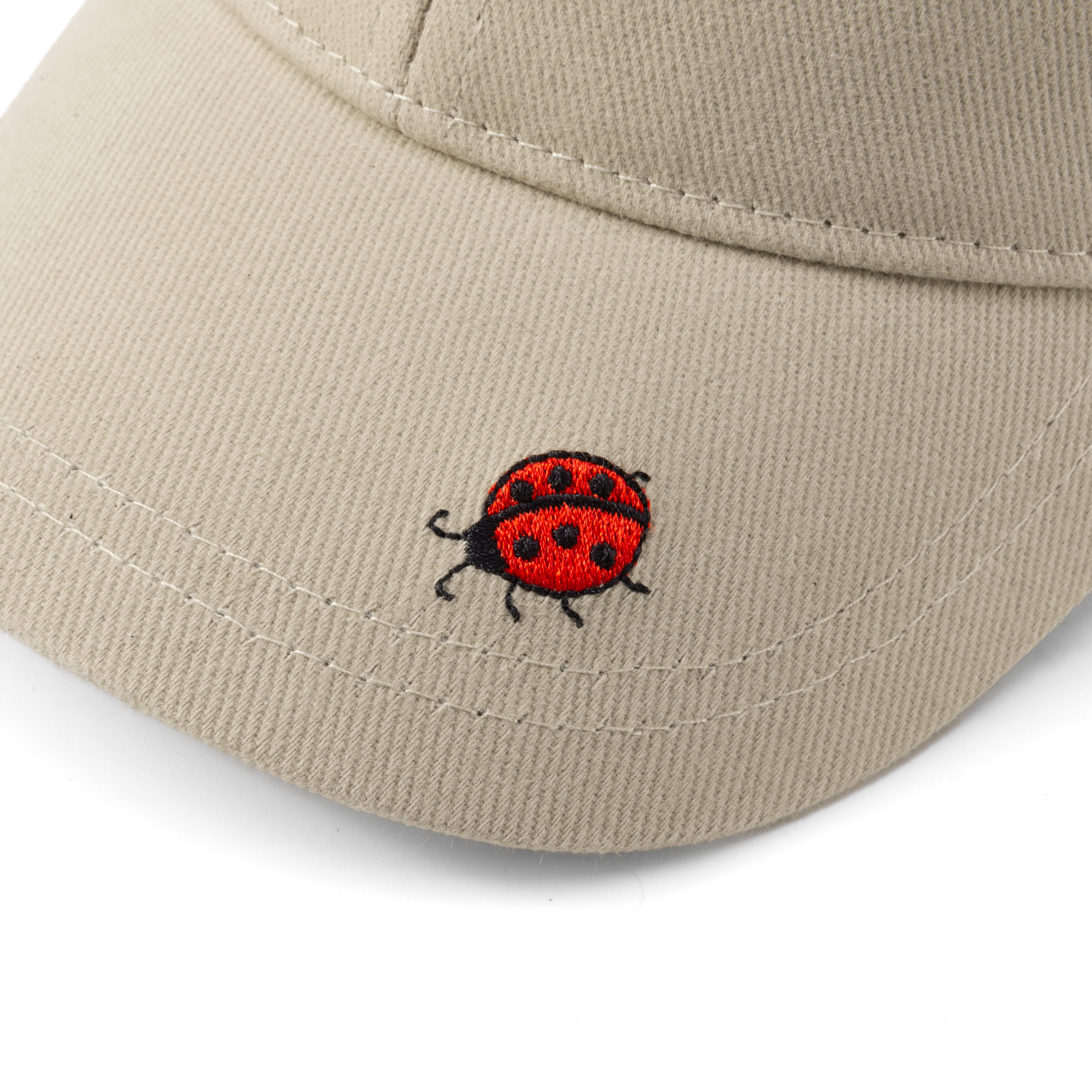 Ladybug Baseball Cap for Kids (Age 3-6/7Y) for Toddlers and Little Girls, Natural Cotton- Oat Beige
