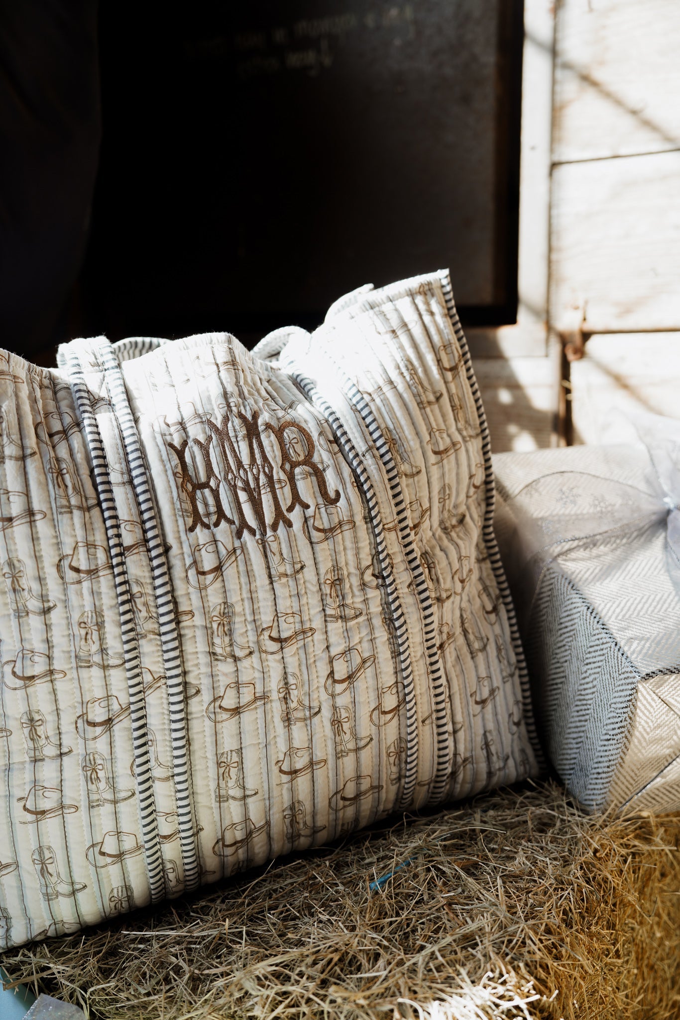 Western Blues Quilted Tote Bag | Customizable