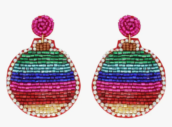 Rainbow Christmas Sphere Dangle Earrings - Bexa Boutique