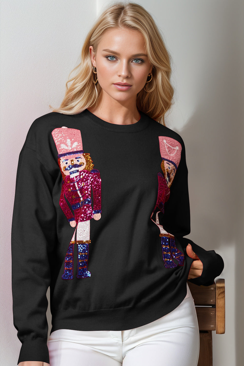 Nutcracker Sequin Long Sleeve Sweater