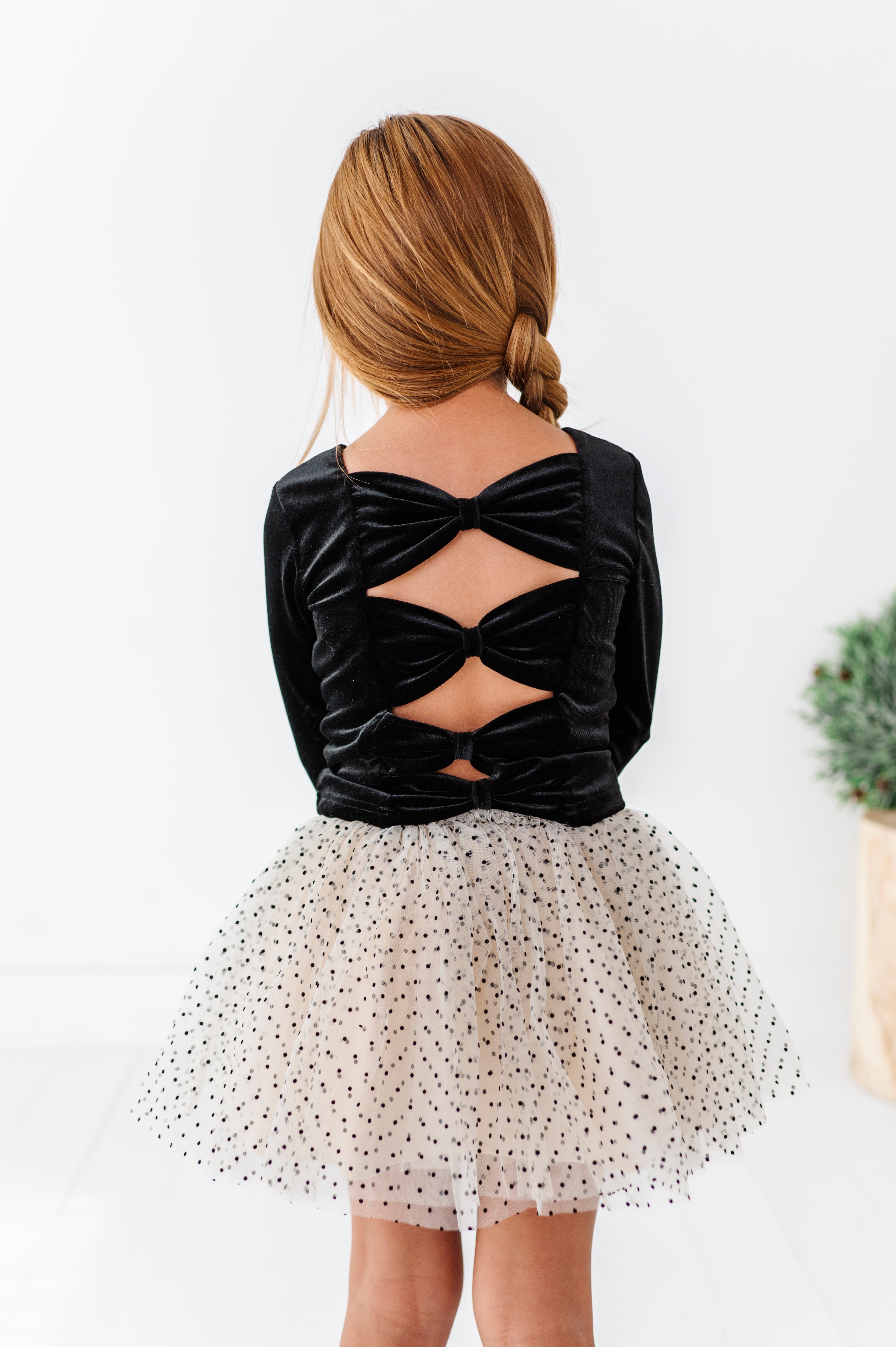 Black Velvet Top | Bow Back Long Sleeve Top
