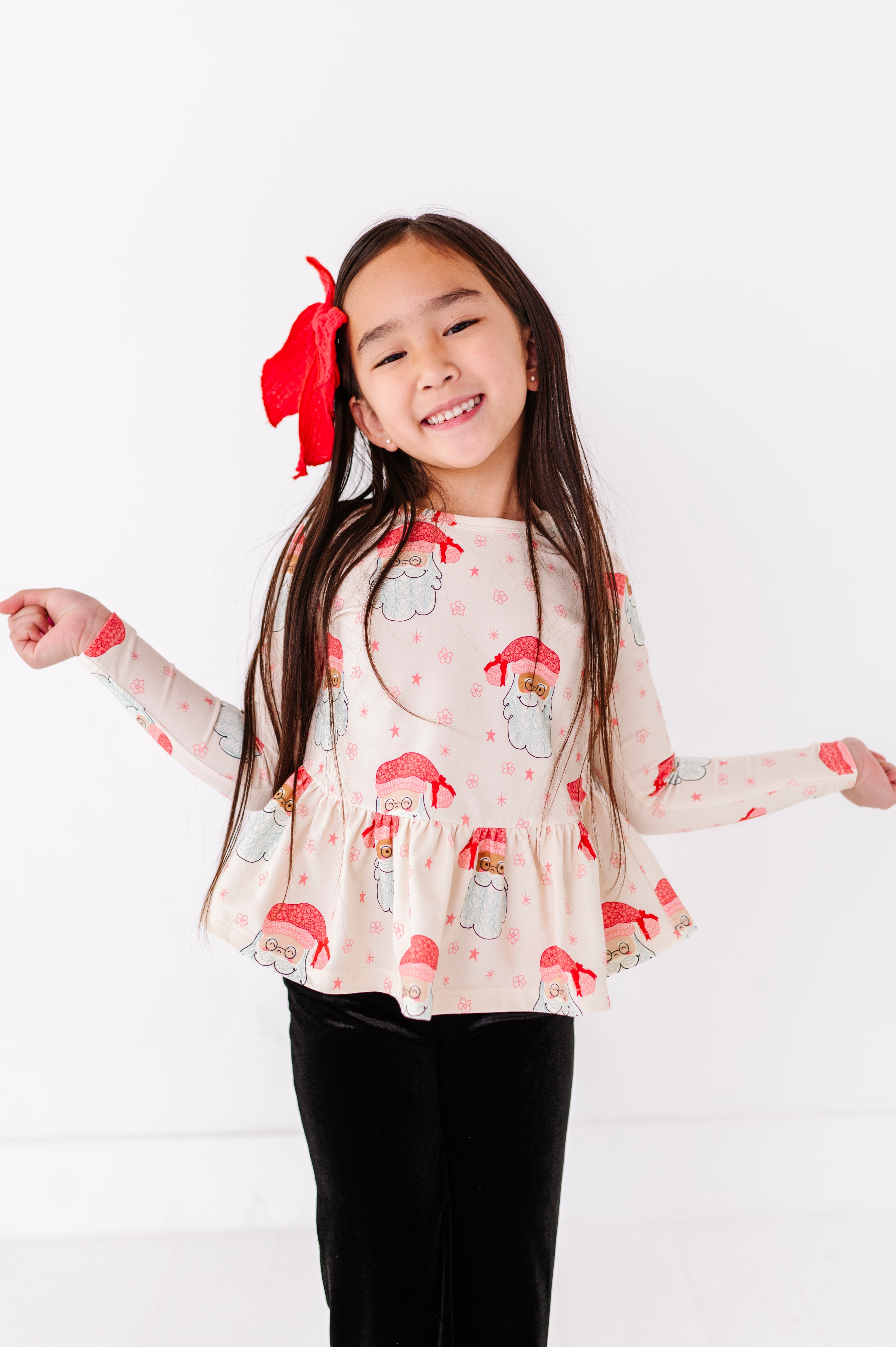 Pink Santas Top | PEPLUM