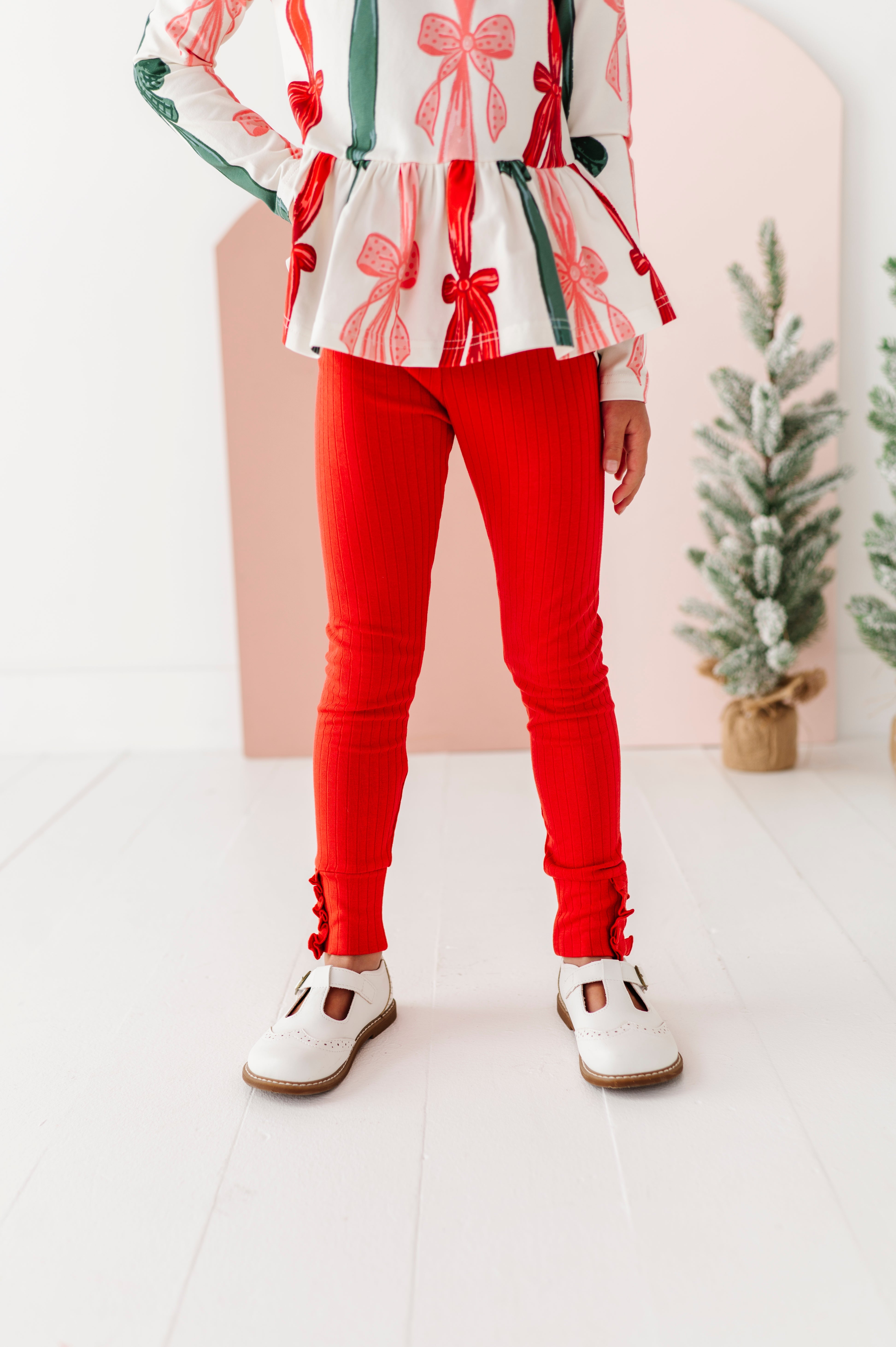 Holly Red Leggings | Ribbed SLIM LEGGINGS