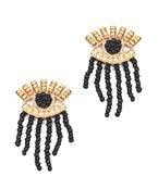 Bead Evil Eye Tassel Earrings