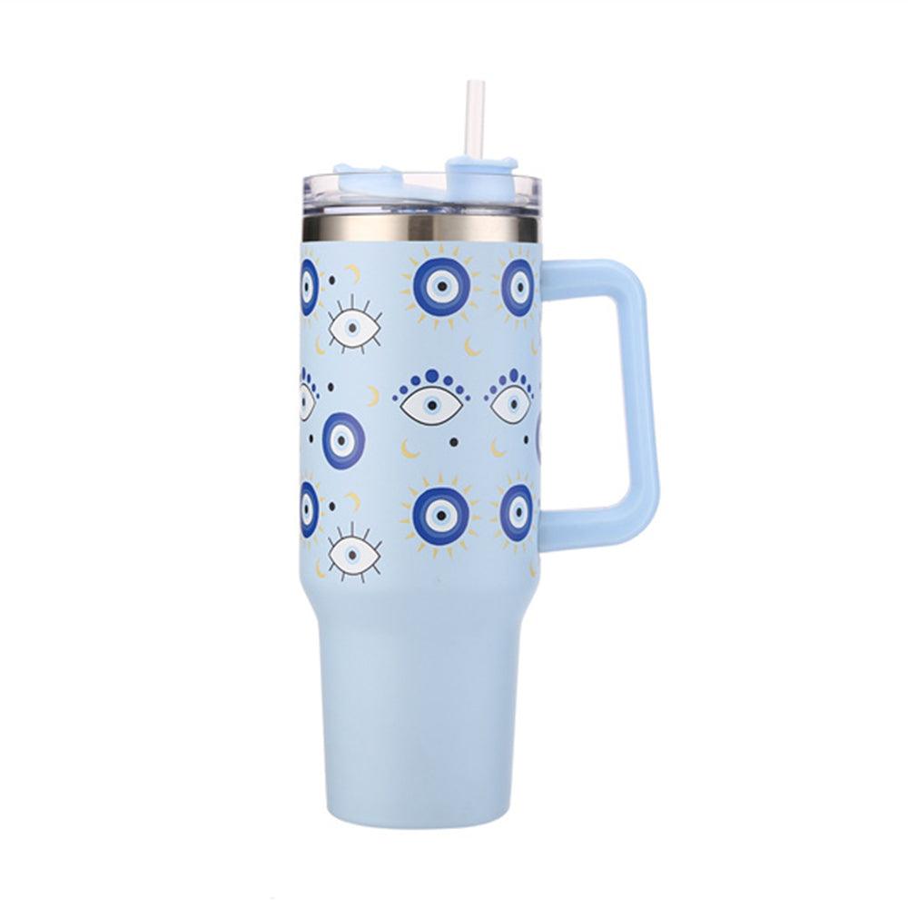 Blue Evil Eye Printed 40OZ Stainless Steel Tumbler With Handle