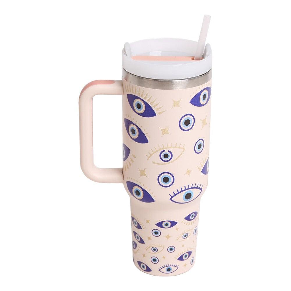 Evil Eyes 40oz Double Wall Stainless Steel Tumbler With Handle