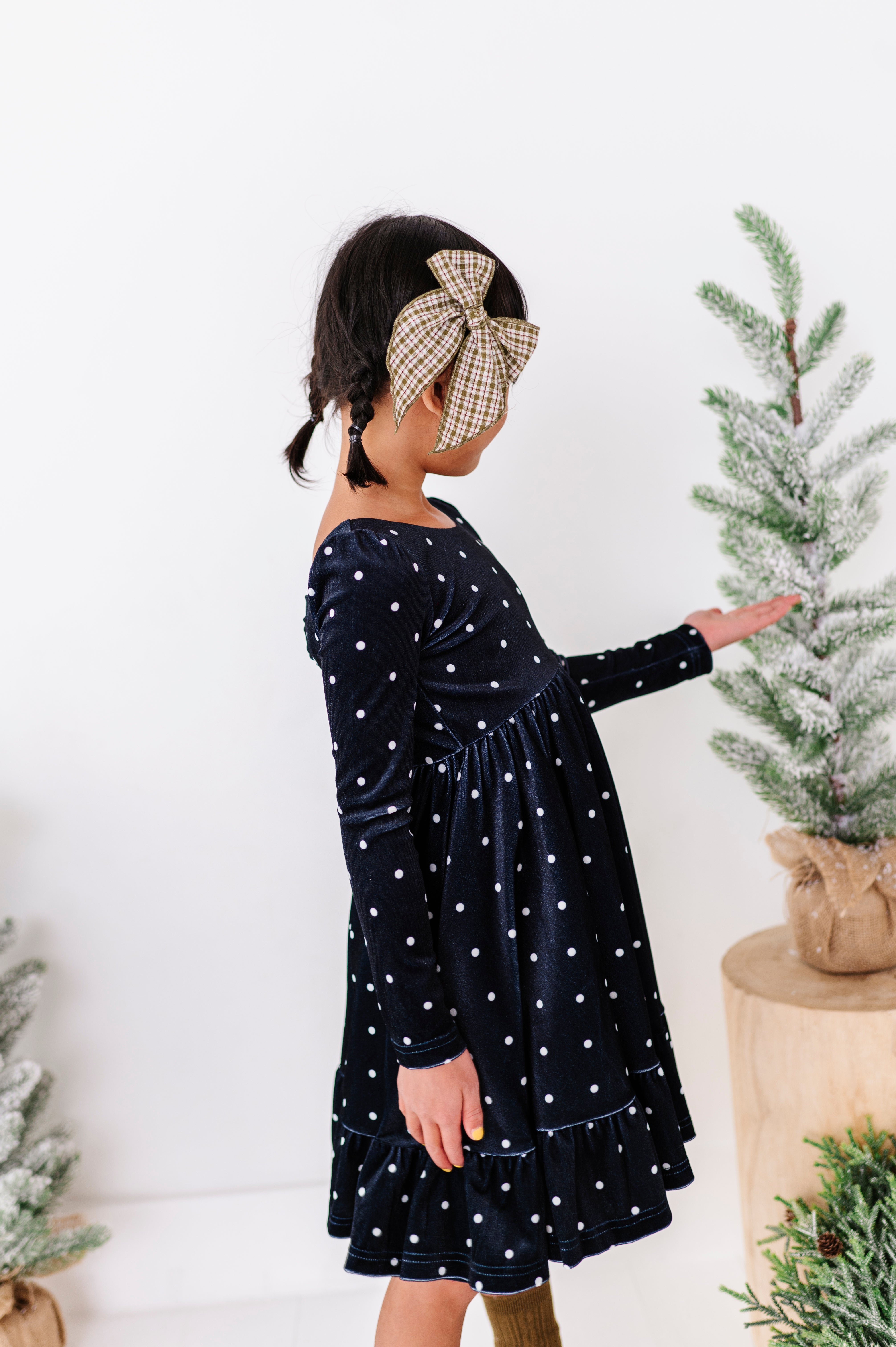 Black Dottie | Velvet Bow Back Dress