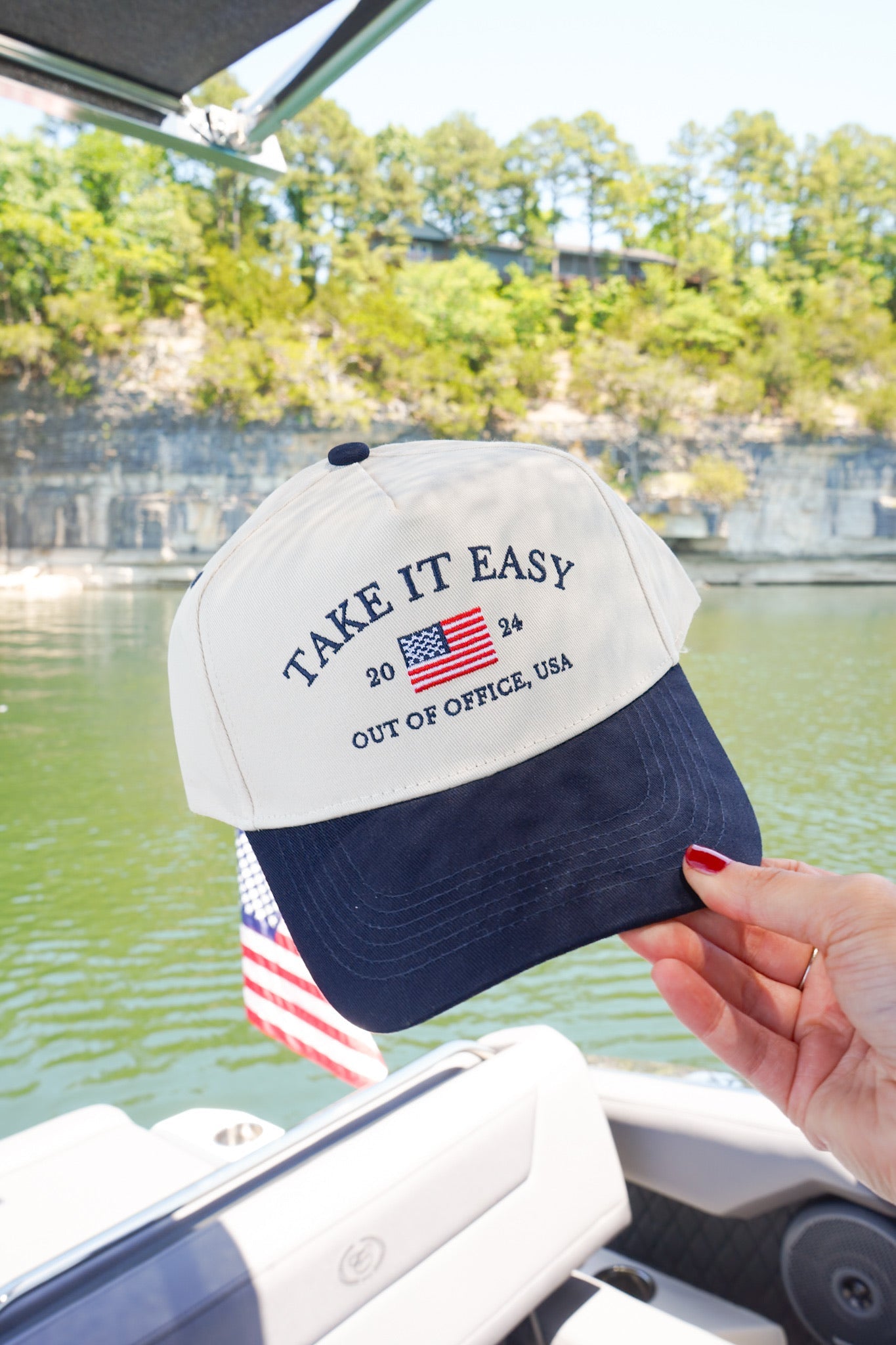 Take it Easy Navy Flag Vintage Trucker Hat