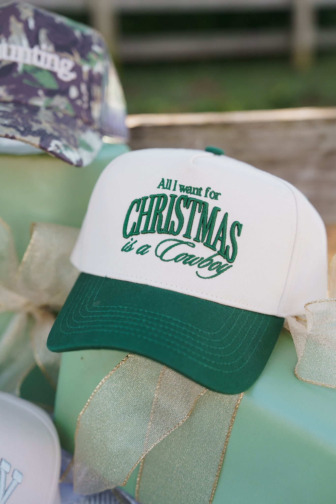 All I want for Christmas is a Cowboy - Green Vintage Trucker Hat