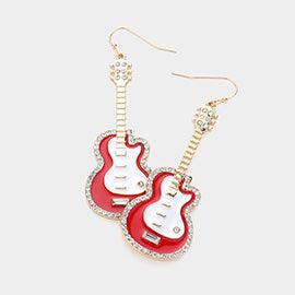 Rhinestone Guitar Earrings