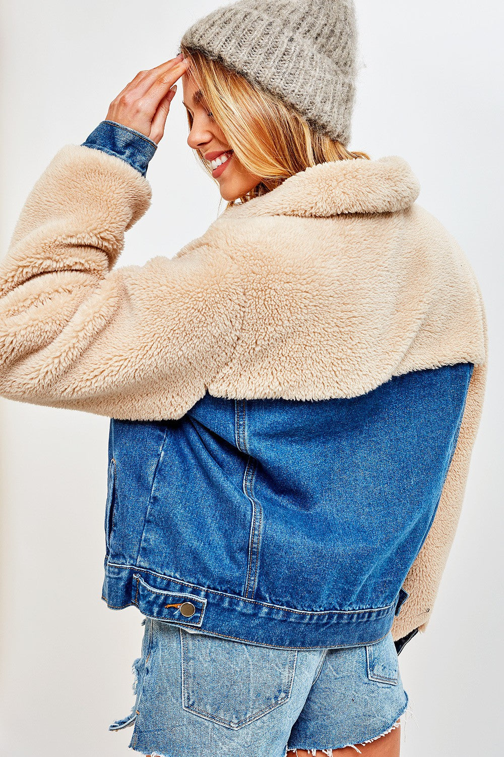 Faux Shearling and Denim Jacket