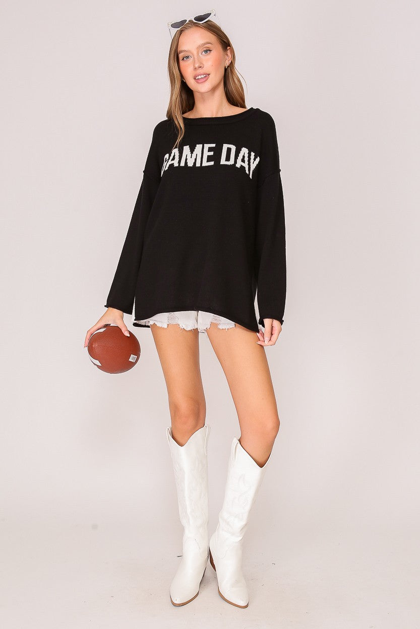 Black GAME DAY Knit Sweater