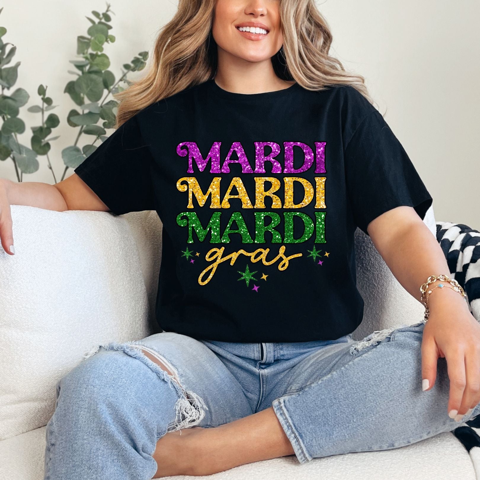 Mardi Gras Glitter Graphic Tee