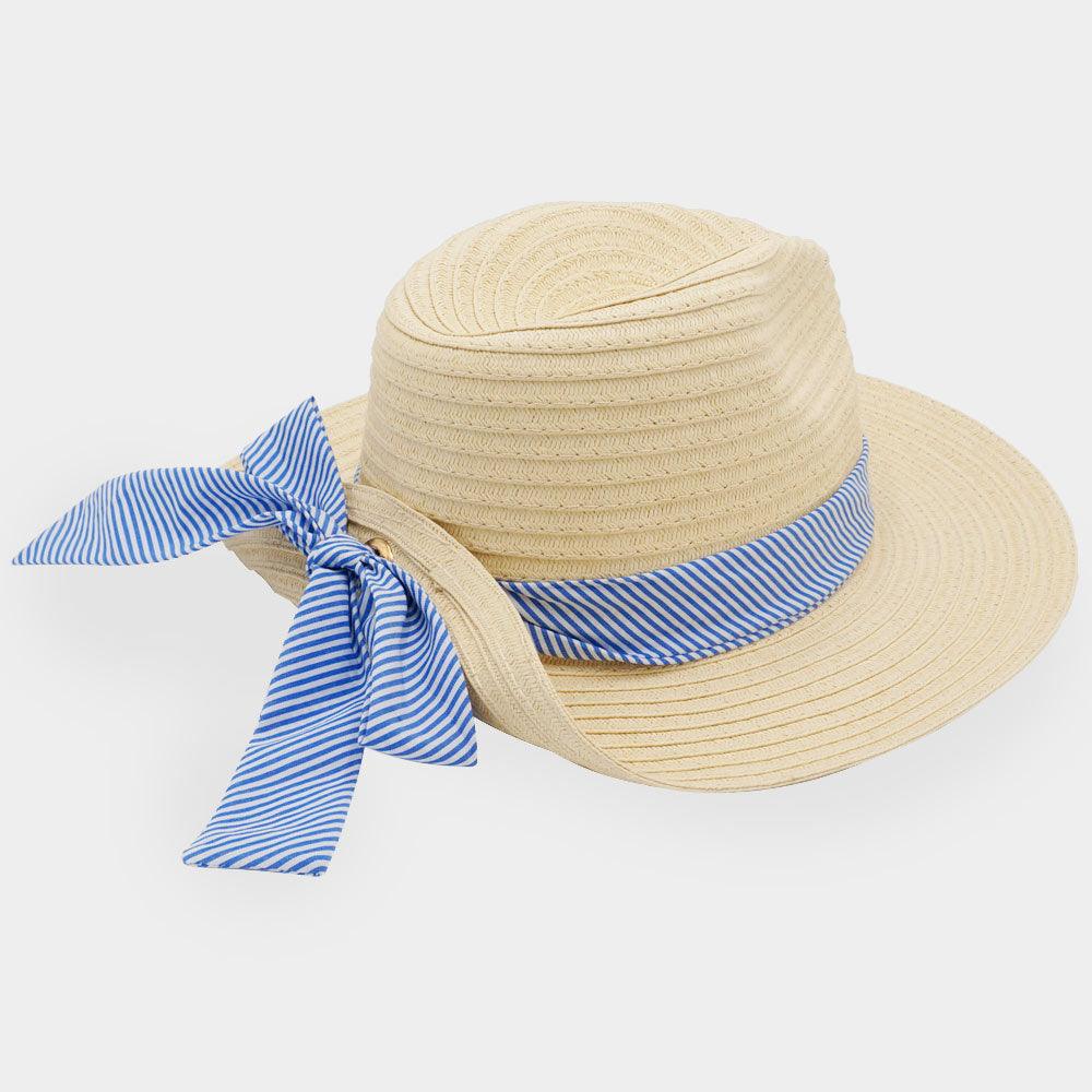 Stripe Bow Straw Sun Hat