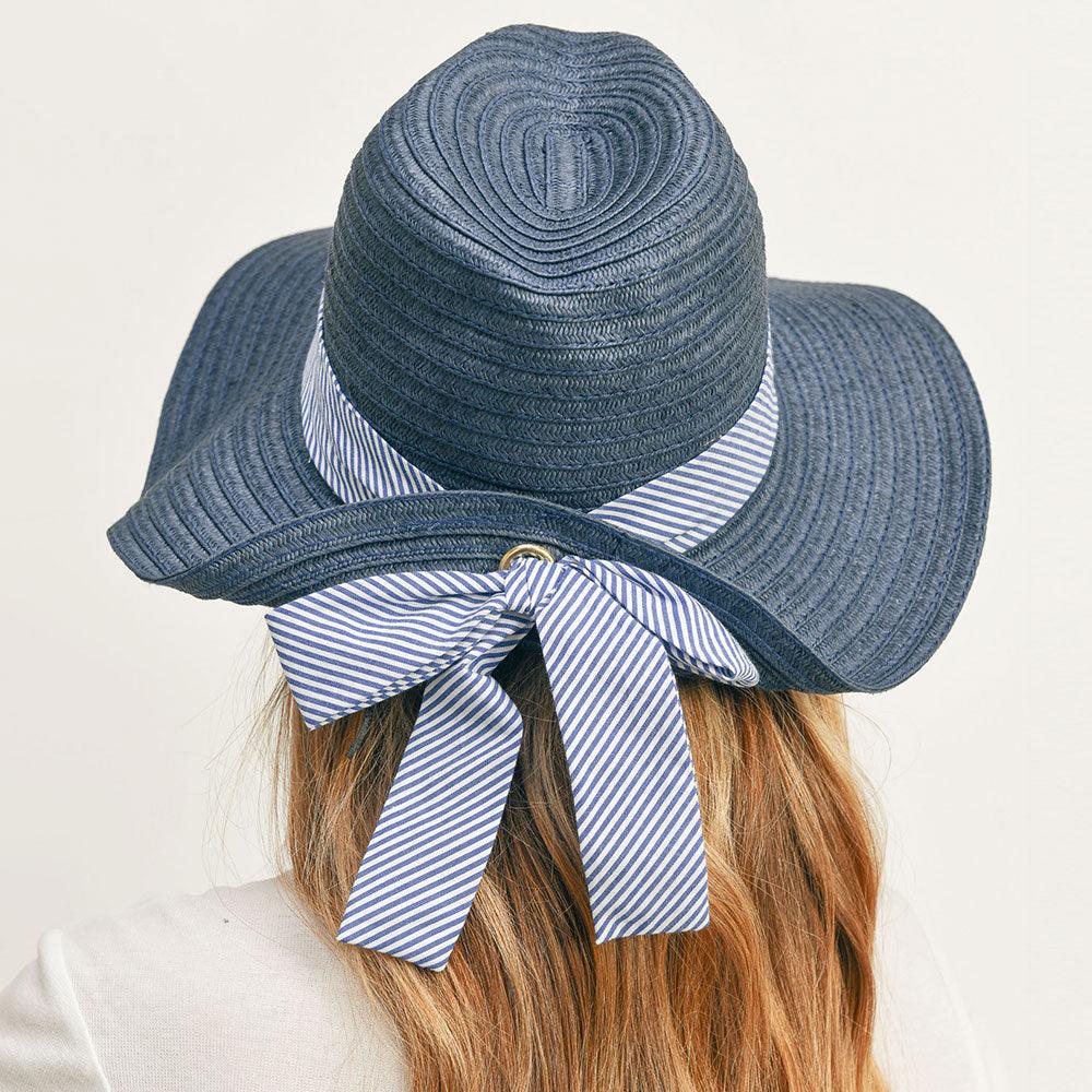 Stripe Bow Straw Sun Hat