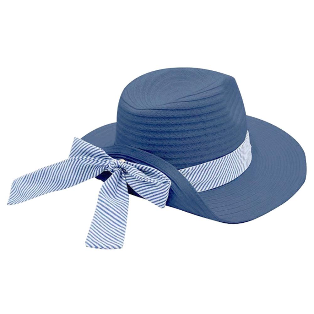 Stripe Bow Straw Sun Hat