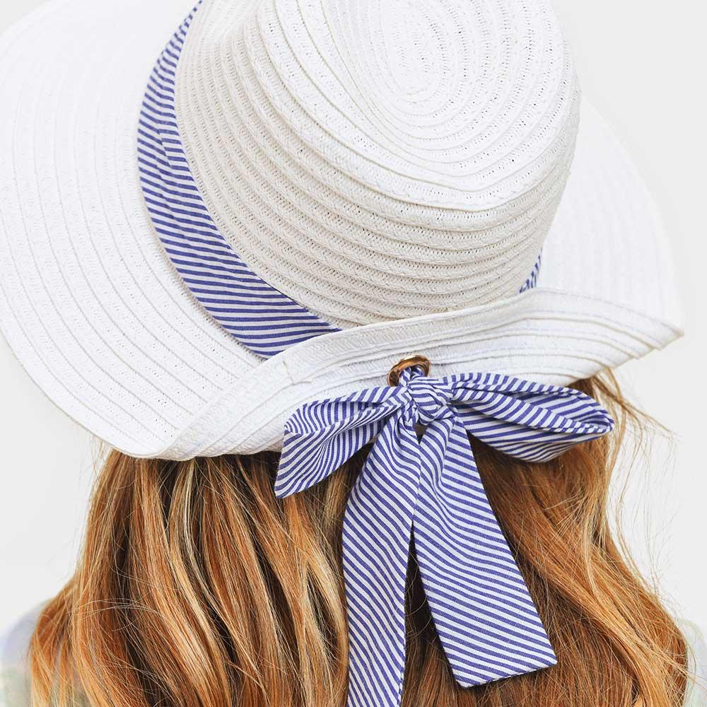 Stripe Bow Straw Sun Hat