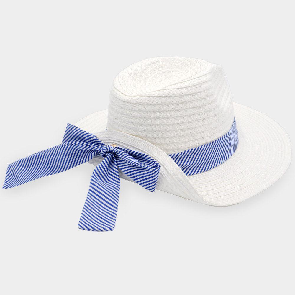 Stripe Bow Straw Sun Hat