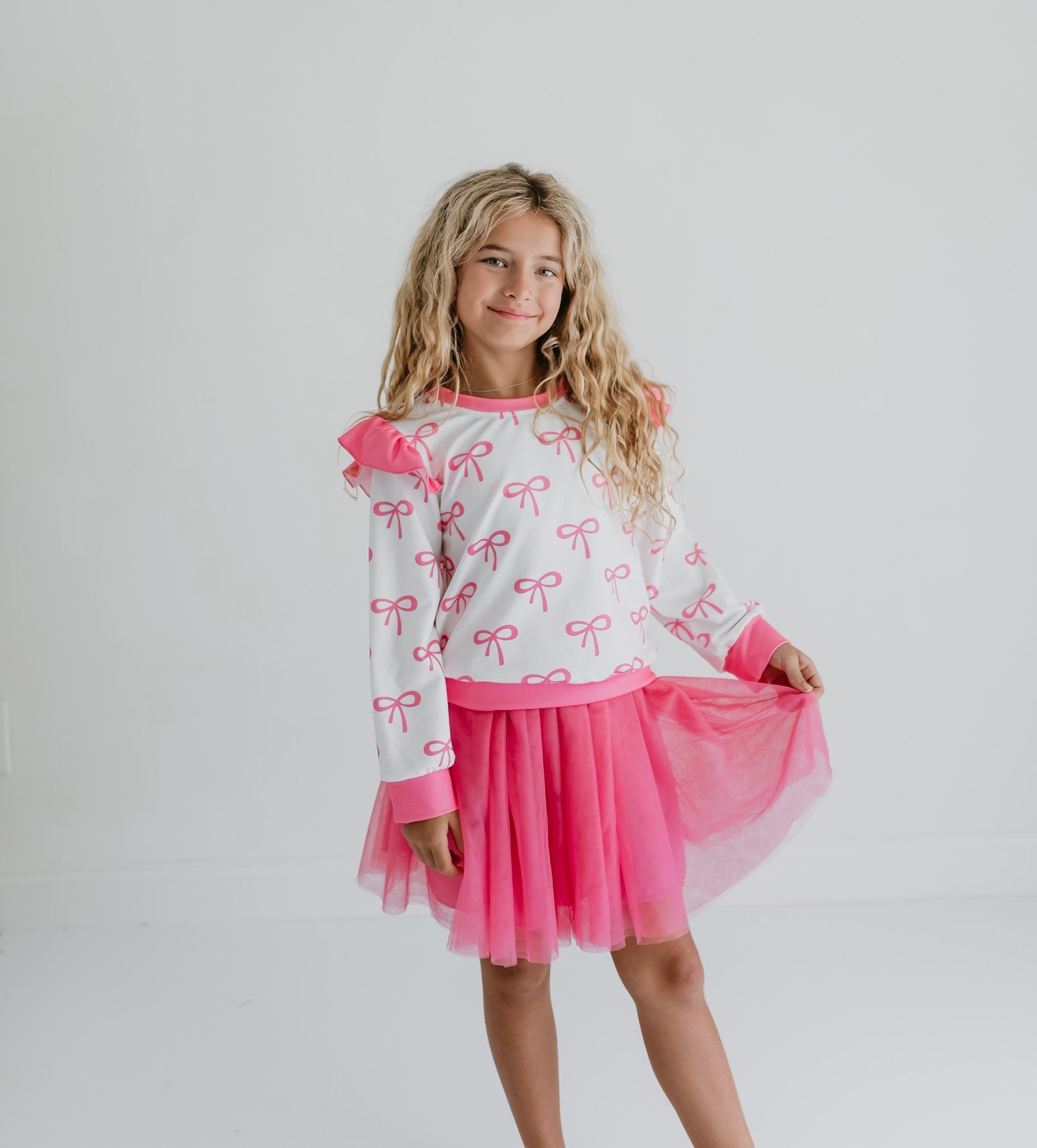 Hot Pink Bow Skirt Set