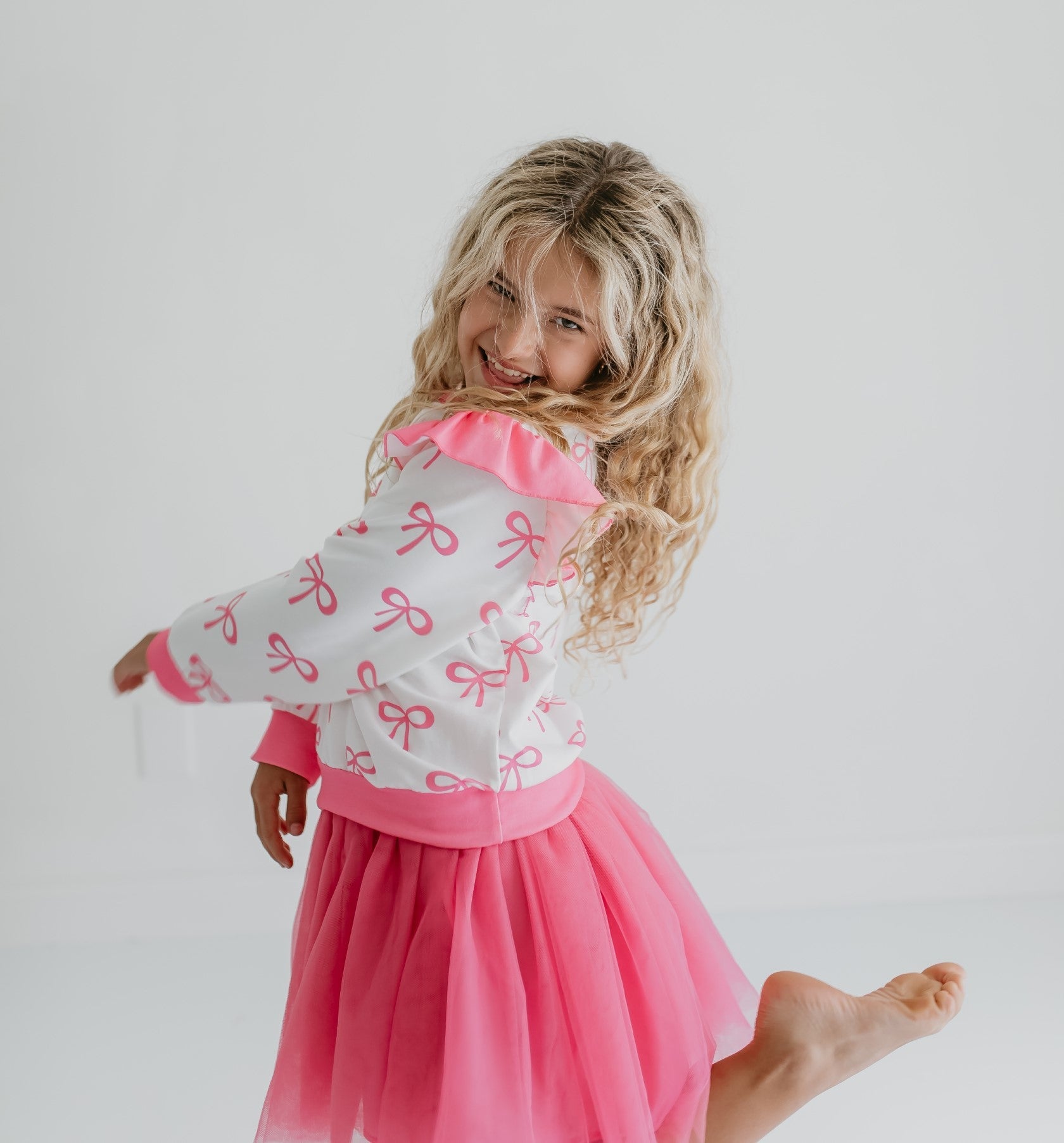 Hot Pink Bow Skirt Set