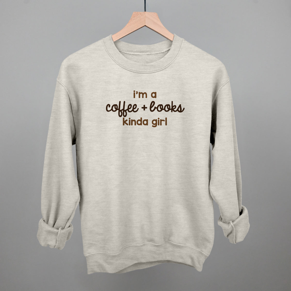 I'm A Coffee + Books Kinda Girl - Oversized Boxy Crew, Bone - Bexa Boutique