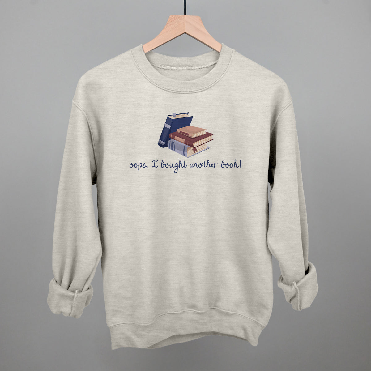 Oops, I Bought Another Book - Oversized Boxy Crew, Bone - Bexa Boutique